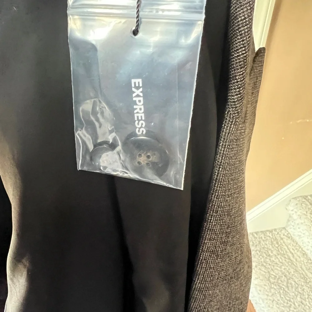 Express Women's Charcoal Brown Tan Blazer - Picture 6 of 7